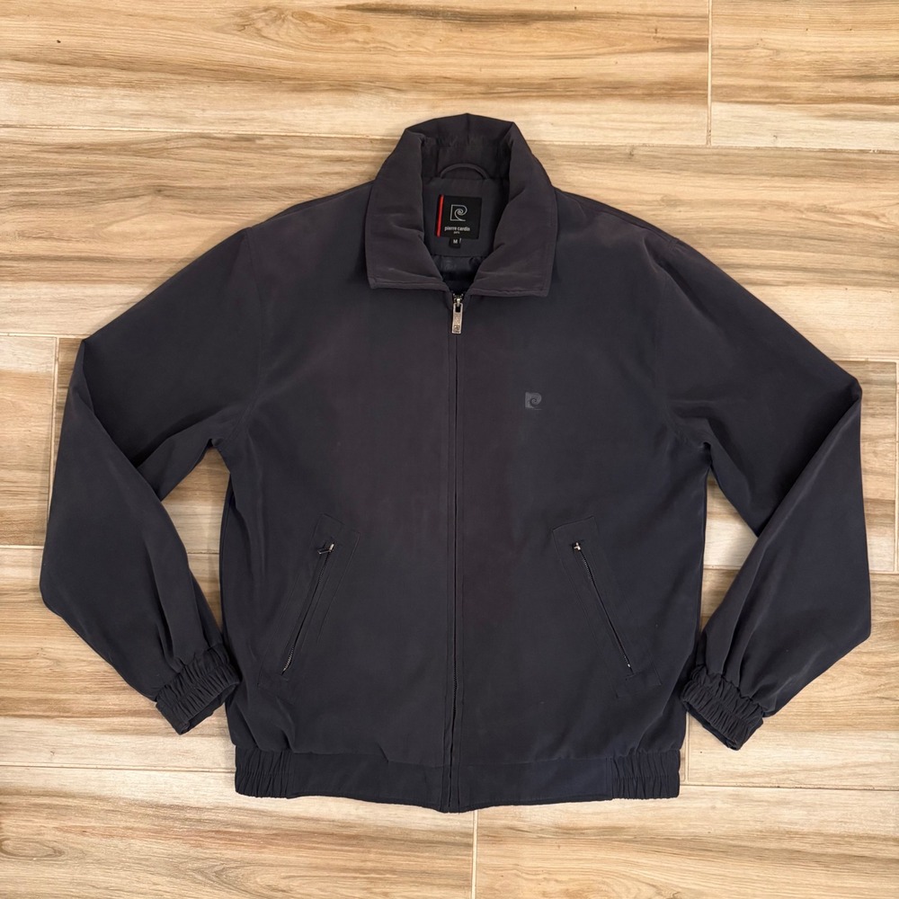 Pierre Cardin Mens Navy‎ Blue Full Zip Bomber Jacket Lightweight Size M